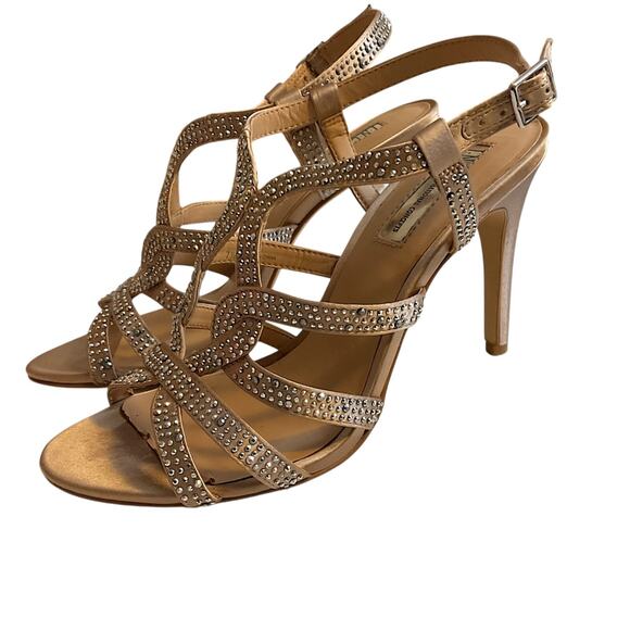 INC International Concepts Sandal Heel 7.5M Randii Bisque Rhinestone-Read Flaw - Picture 5 of 15